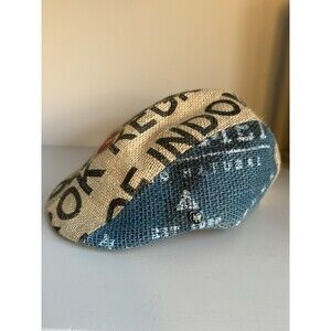 Hills Hats XL Flat Cap Ivy Newsboy Jute Burlap Coffee Sack Made NZ Eco Vintage